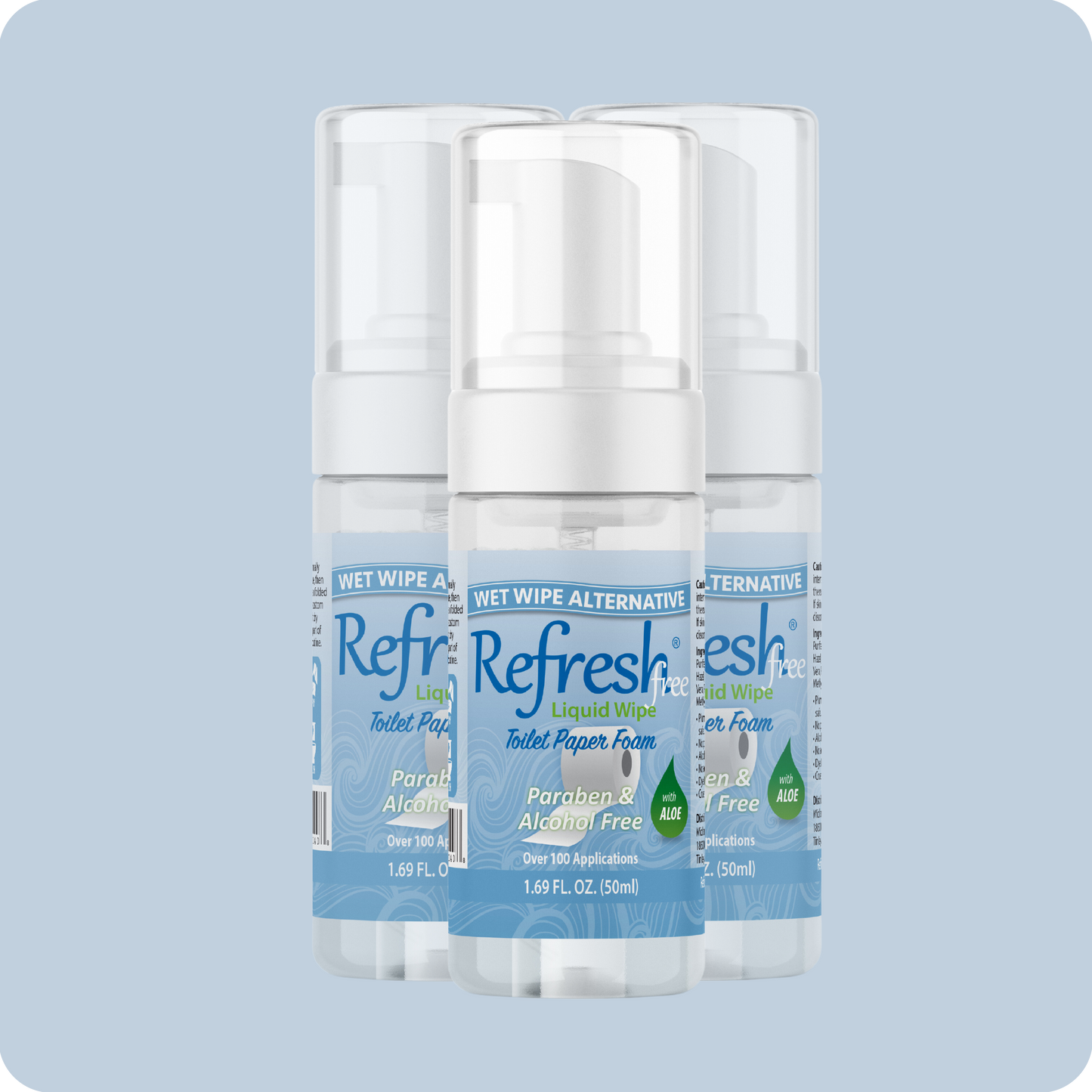 Refresh Liquid Wipe Free - Alcohol & Paraben Free 50ml 3-Pack