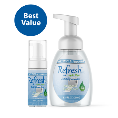 Refresh Liquid Wipe Free - Alcohol & Paraben Free Combo Pack for Home and Away