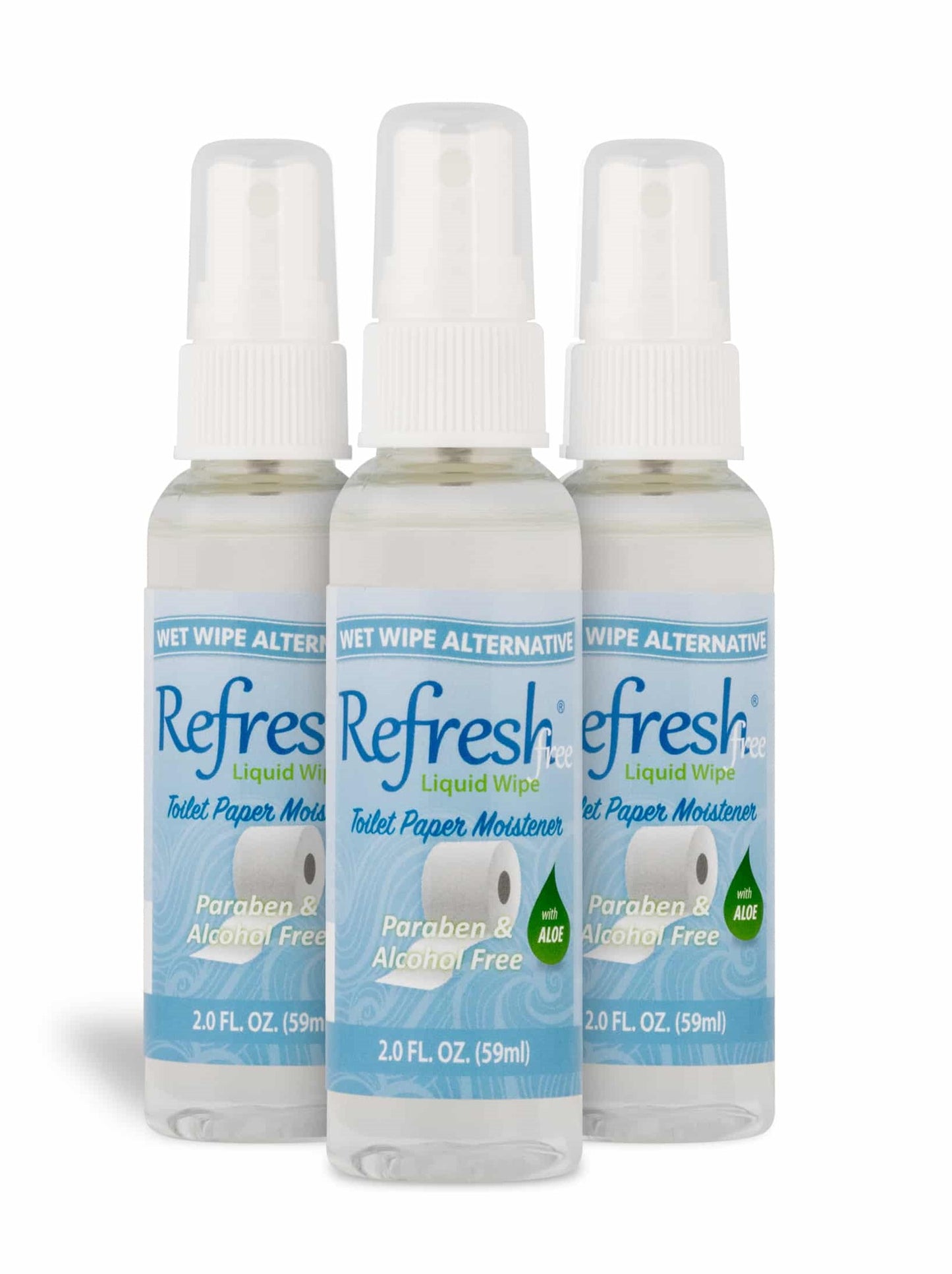 Refresh Liquid Wipe - Alcohol & Paraben Free Spray, 2oz 3-Pack